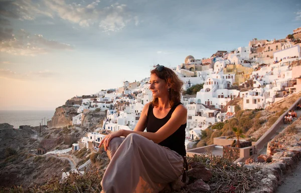 Piękna Dziewczyna Santorini — Zdjęcie stockowe
