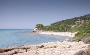 Thassos Adası 'nın yukarısında, yüksek çözünürlüklü hava manzaralı duvar kağıdı
