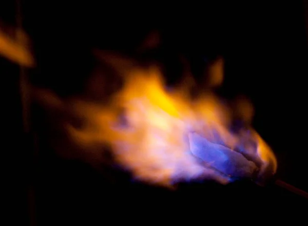 Closeup Fire Flame Dark — Stock Photo, Image