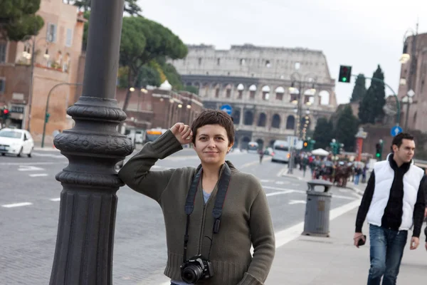 Giovane Donna Strada Roma — Foto Stock