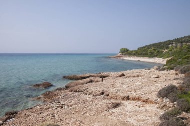 Thassos Adası 'nın yukarısında, yüksek çözünürlüklü hava manzaralı duvar kağıdı