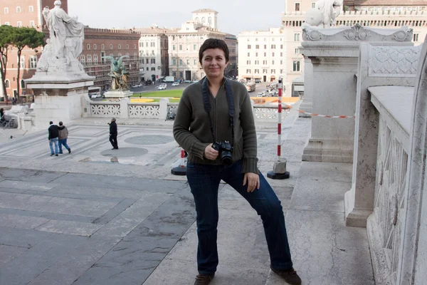 Young Woman Street Rome — Stock Photo, Image