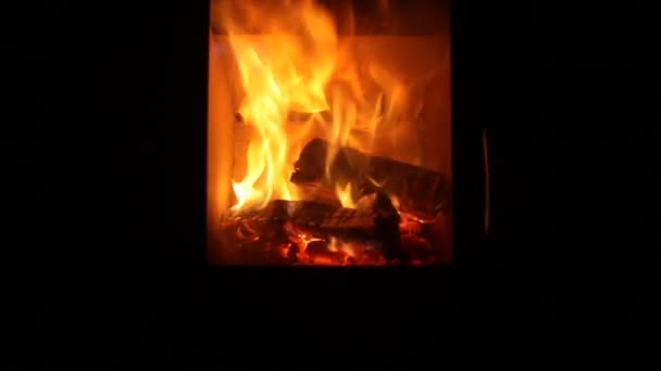 Feuer Kamin Der Nacht Abend — Stockvideo