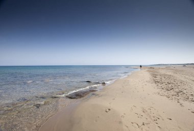 Gün ortasında kumlu sahilde el salla 
