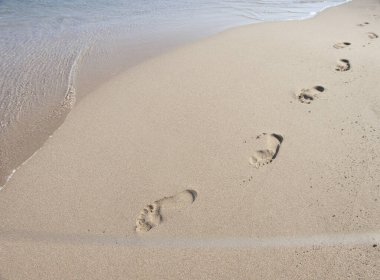 Kumsaldaki kumda ayak izleri. 