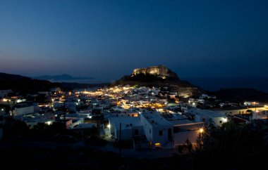 Geceleyin Lindos, Rodos, Yunanistan
