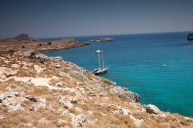 turkuaz Lindos Koyu, Rodos Adası, Yunanistan