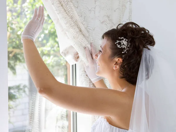 Beautiful Bride White Dress — Stock Photo, Image