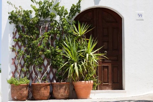 Oud Huis Met Potplanten — Stockfoto