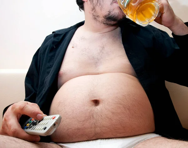 Fat Man Bottle Beer — Stock Photo, Image