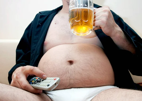 Fat Man Bottle Beer — Stock Photo, Image