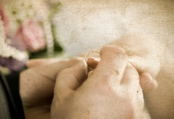 Pareja Boda Con Anillos — Foto de Stock