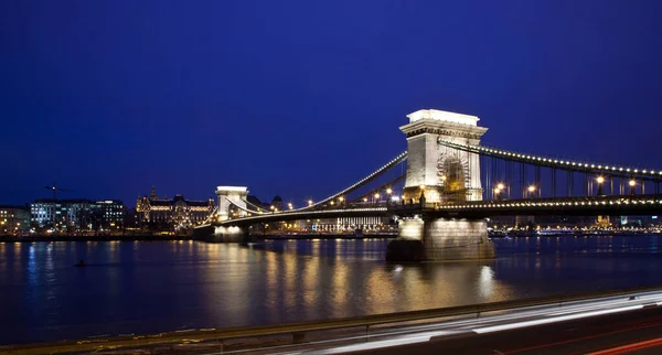 Chain Bridge Danube River Budapest Hungary Stock Image