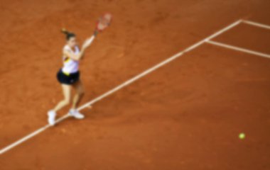 CLUJ-NAPOCA, ROMANIA - 17 Nisan 2016: Tenis oyuncusu Monica Niculescu, Fed Cup Play-Offs Tenis maçında Andrea Petkoviç 'e karşı oynadı, Romanya Almanya' ya karşı