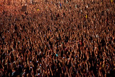 CLUJ-NAPOCA, ROMANIA - 3 AĞUSTOS 2015: Avrupa Gençlik Başkentinde düzenlenen Anlatılmamış Festivalde kalabalık eğleniyor