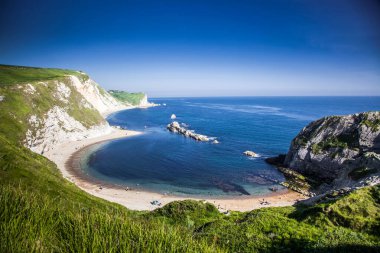 İngiltere, Dorset 'in Jurassic Sahili' nde güzel, gizli bir sahil.
