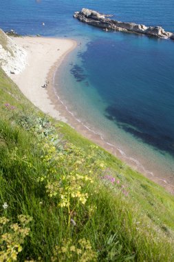 İngiltere, Dorset 'in Jurassic Sahili' nde güzel, gizli bir sahil.