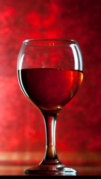 Glass Wine Red Background — Stock Photo, Image