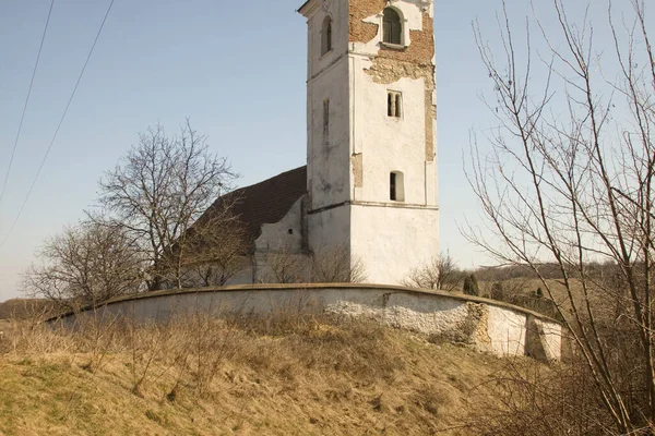 Vista Panoramica Della Vecchia Facciata Della Chiesa — Foto Stock