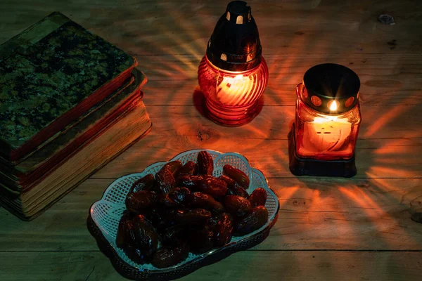 Date Fruit Arabic Lantern Kurma Ramadan Kareem Concept — Stock Photo, Image