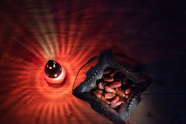 Date Fruit Arabic Lantern Kurma Ramadan Kareem Concept — Stock Photo, Image