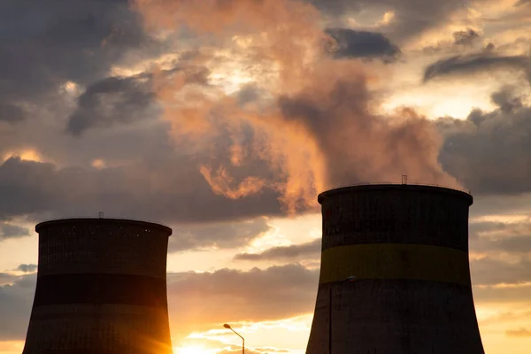 Fabrikrauch Durch Schornsteinverschmutzung Und Globale Erwärmung — Stockfoto