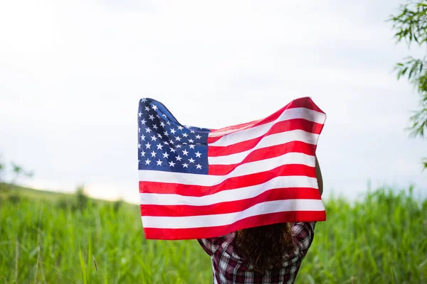 Woman Holding Flag Independence Day — Stock Photo, Image