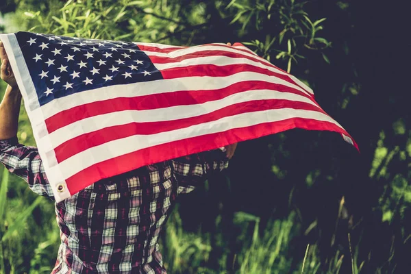 Woman Holding Flag Independence Day — Stock Photo, Image