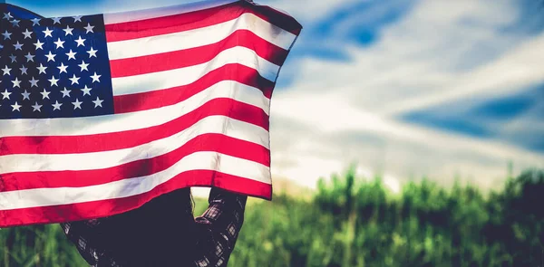 Woman Holding Flag Independence Day — Stock Photo, Image