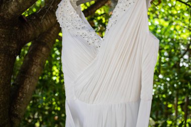 Ağaçta asılı gelinlik