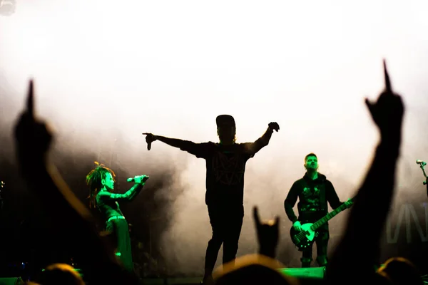 Crowd Concert Silhouettes Stage Lights Royalty Free Stock Images