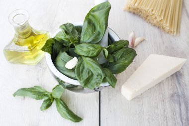 fesleğen, parmesan, sarımsak, Ey pesto alla Cenova için-malzemeler