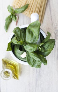 fesleğen, parmesan, sarımsak, Ey pesto alla Cenova için-malzemeler