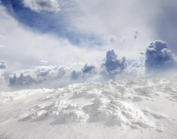 Jul bakgrund med snöiga gran träd — Stockfoto