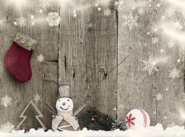 hristmas dekorasyon rustik ahşap zemin üzerine 