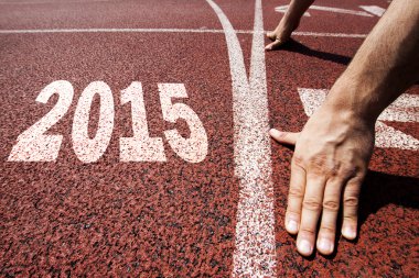 mutlu yeni yıl 2015 - eller başlangıç çizgisi üzerinde 
