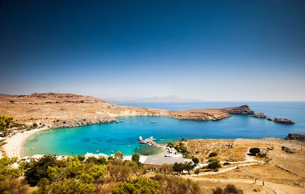 Lindos baai, Rhodos Eiland, Griekenland — Stockfoto