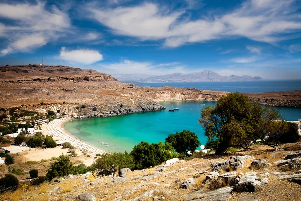 Lindos baai, Rhodos Eiland, Griekenland — Stockfoto