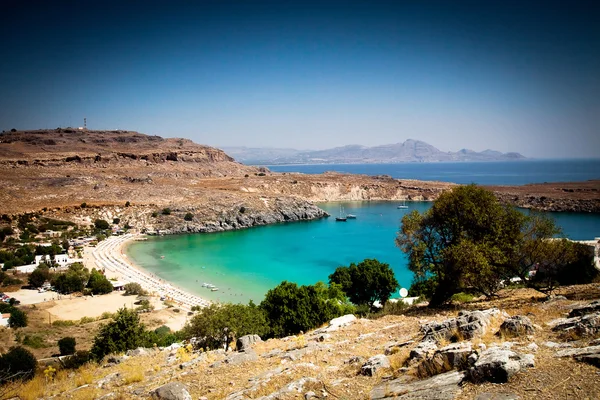 Lindos baai, Rhodos Eiland, Griekenland — Stockfoto