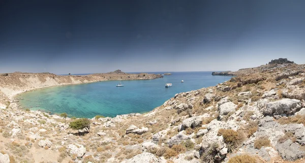 Lindos bay, ostrov Rhodos, Řecko — Stock fotografie