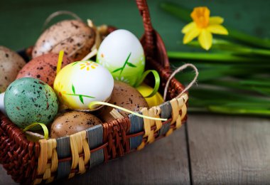 Yumurta ve sevimli kuzu ve bunny Paskalya dekorasyon