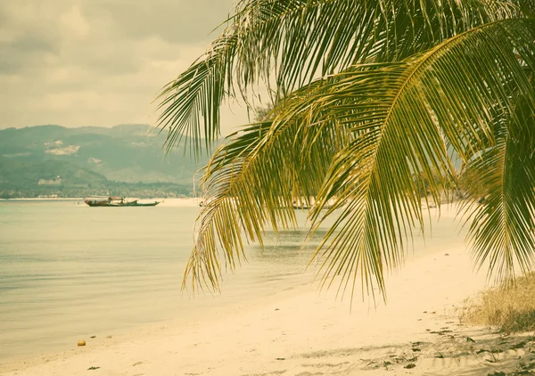 Gyönyörű trópusi beach, Thaiföld - retro stílusú képeslap — Stock Fotó