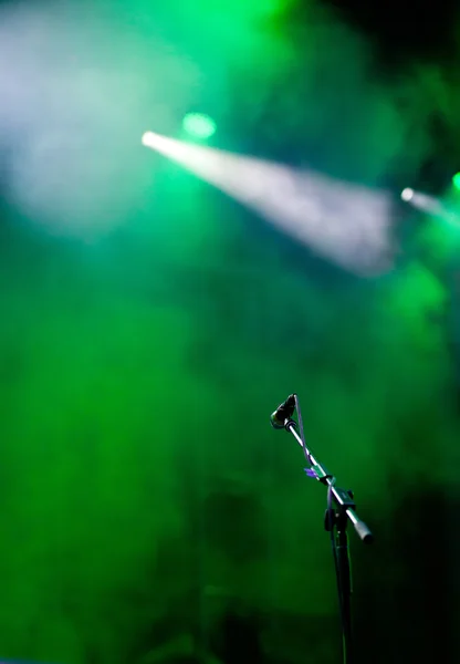 Microphone in  stage lights — Stock Photo, Image