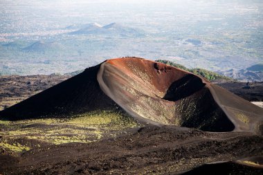 Manzara Etna yanardağı, Sicilya, İtalya. Issız Marslı benzeri yüzey. Güzel seyahat fotoğrafçılığı