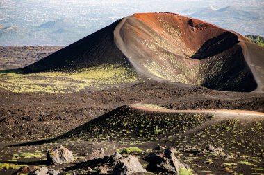 Manzara Etna yanardağı, Sicilya, İtalya. Issız Marslı benzeri yüzey. Güzel seyahat fotoğrafçılığı