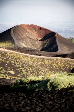 Manzara Etna yanardağı, Sicilya, İtalya. Issız Marslı benzeri yüzey. Güzel seyahat fotoğrafçılığı