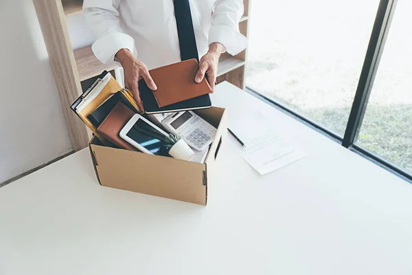 Sad Dismissed Businessman Sitting Office Losing His Job — Stock Photo, Image