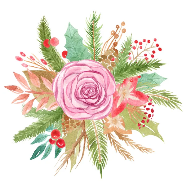 Vánoční Svatební Kytice Květinový Prvek Pro Dekoraci Blahopřání Pozvánky Přání — Stock fotografie