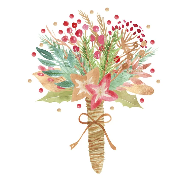 グリーティングカード 招待状やカードの装飾のためのクリスマスウェディング花束花要素植物配置冬のデザイン ベクトル — ストックベクタ