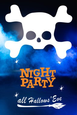 night party lettering on blue dark background with smoke clipart